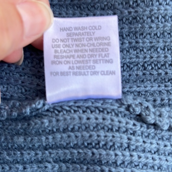 Pink Rose Slate Blue Braided Back Cardigan Sweater Size S - Picture 9 of 9